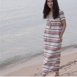 Massimo Dutti Multicolor Striped Dress linen blend